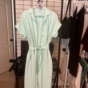 Chico's Mint Green Midi Shirt Dress